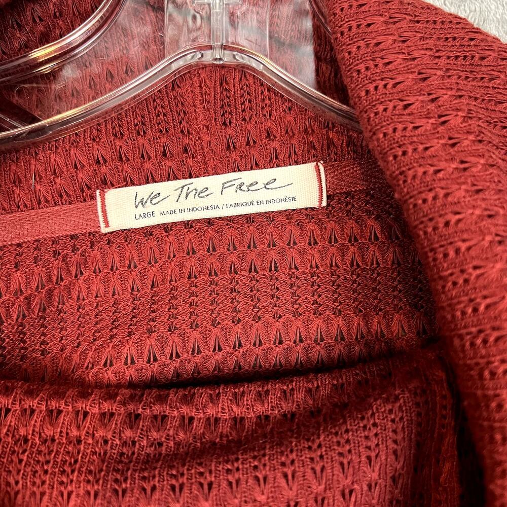 We the Free Cowl Neck Sweater Womens L Red Knit Cape Sleeve Boho - Picture 3 of 10